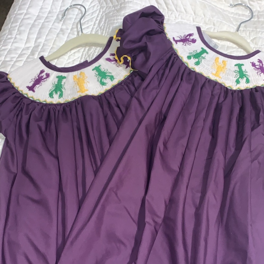Smocked Mardi Gras dress